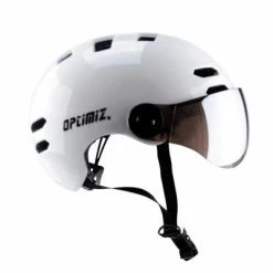 Casque Vélo Urbain à Visière Blanc Optimiz O-380 -Velo Pioneur Soldes Boutique casque velo urbain a visiere blanc optimiz o 380 l full