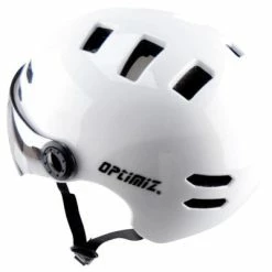 Casque Vélo Urbain à Visière Blanc Optimiz O-380 -Velo Pioneur Soldes Boutique casque velo urbain a visiere blanc optimiz o 380 full 3