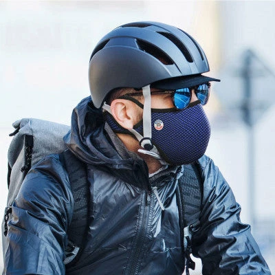 Masque FFP2 Anti-pollution Frogmask Bleu Pour Cycliste 1 Masque FFP2 Anti-pollution Frogmask Bleu Pour Cycliste