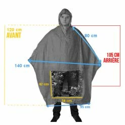 Hooodie Poncho De Pluie Bleu Avec Fenêtre -Velo Pioneur Soldes Boutique poncho de pluie bleu avec fenetre full 3