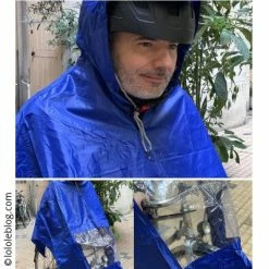 Hooodie Poncho De Pluie Bleu Avec Fenêtre -Velo Pioneur Soldes Boutique poncho de pluie bleu avec fenetre full 6
