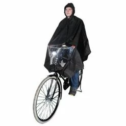 Velo Pioneur Soldes Boutique 25 Hooodie Poncho Pluie Noir Avec Fenêtre Pour éclairage Vélo